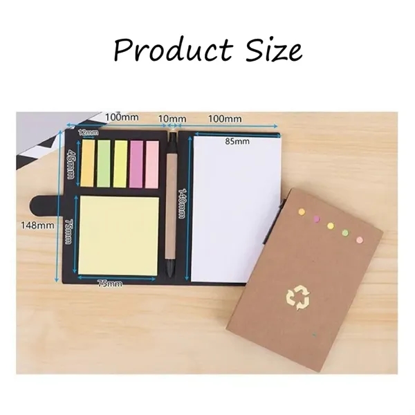 4 x 5.8 inch Recycled Note Pad with Sticky Notes, Tabs & Pen - 4 x 5.8 inch Recycled Note Pad with Sticky Notes, Tabs & Pen - Image 1 of 4