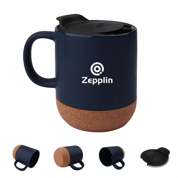13oz Ceramic Coffee Mugs W/ Cork Bottom & Spill Proof Lid - 13oz Ceramic Coffee Mugs W/ Cork Bottom & Spill Proof Lid - Image 0 of 2