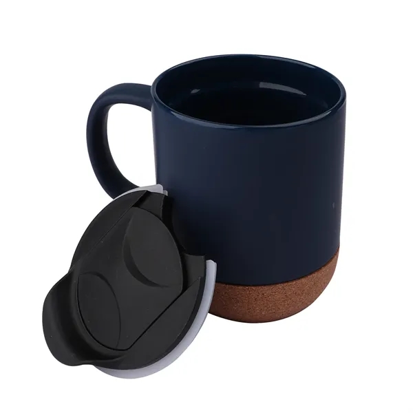 13oz Ceramic Coffee Mugs W/ Cork Bottom & Spill Proof Lid - 13oz Ceramic Coffee Mugs W/ Cork Bottom & Spill Proof Lid - Image 1 of 2