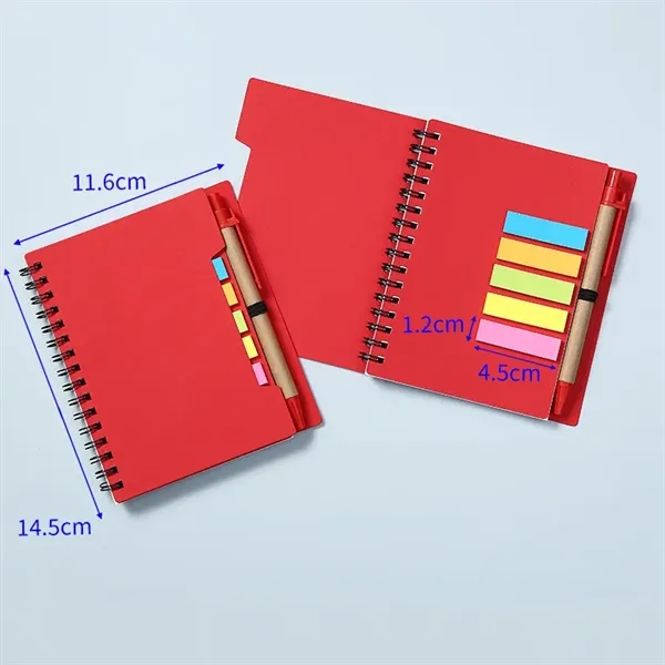 4.5 x 5.7 inch Lined Spiral Notebook with Pen & Sticky Tabs - 4.5 x 5.7 inch Lined Spiral Notebook with Pen & Sticky Tabs - Image 3 of 4