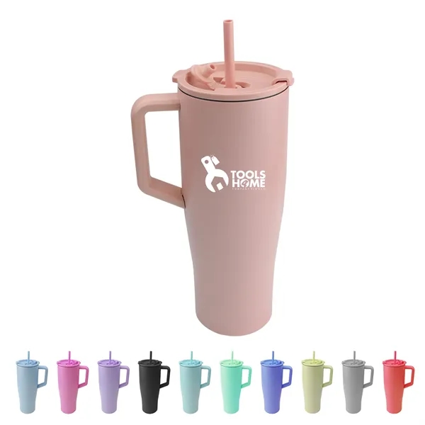 40oz Large Insulated Tumbler W/ Handle & Straw - 40oz Large Insulated Tumbler W/ Handle & Straw - Image 0 of 2