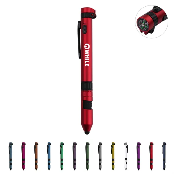 6 in 1 LED Tactical Pen & Multitool  W/Compass, - 6 in 1 LED Tactical Pen & Multitool  W/Compass, - Image 0 of 2