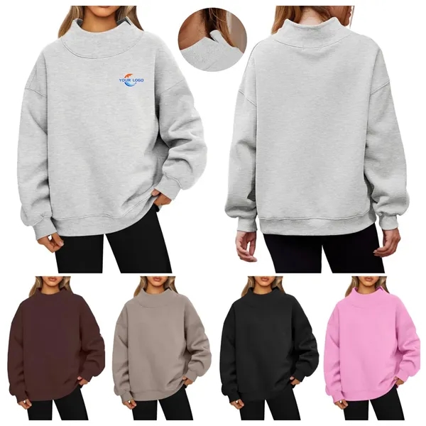 Oversized high-neck sweatshirts in multiple colors. - Oversized high-neck sweatshirts in multiple colors. - Image 0 of 4