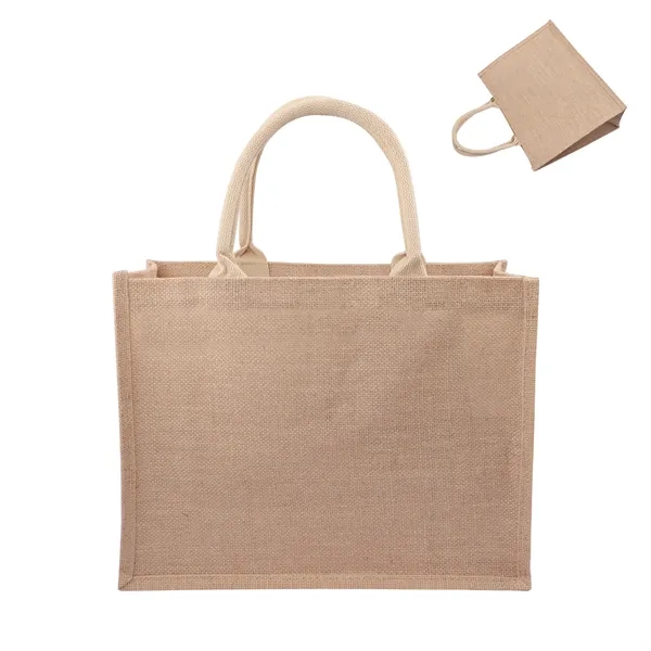 15" Large Waterproof Burlap Shopping Tote Bag With Handle - 15" Large Waterproof Burlap Shopping Tote Bag With Handle - Image 1 of 2