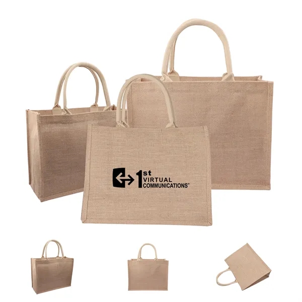 15" Large Waterproof Burlap Shopping Tote Bag With Handle - 15" Large Waterproof Burlap Shopping Tote Bag With Handle - Image 0 of 2