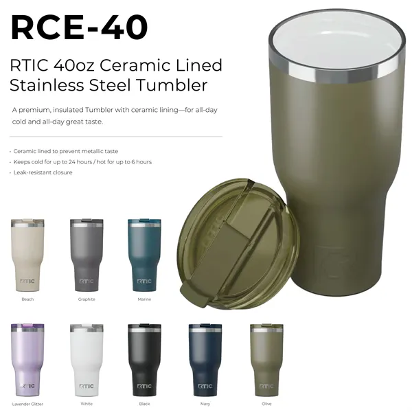 RTIC 40oz Ceramic Lined Stainless Tumbler - RTIC 40oz Ceramic Lined Stainless Tumbler - Image 1 of 33