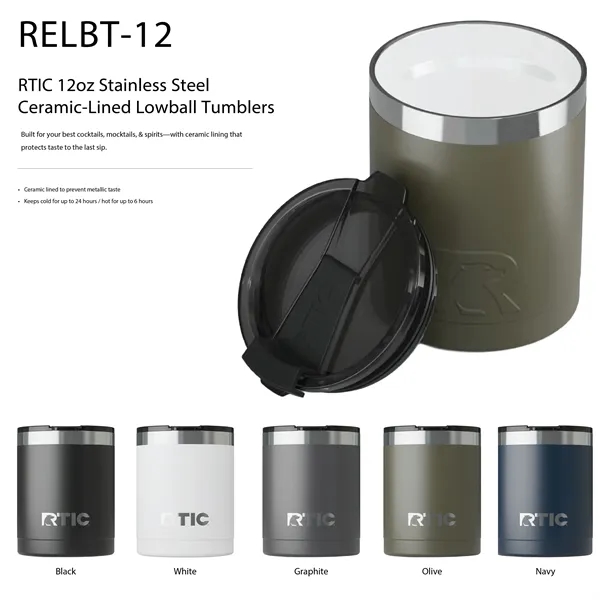 RTIC 12oz Stainless Steel Ceramic-Lined Lowball Tumblers - RTIC 12oz Stainless Steel Ceramic-Lined Lowball Tumblers - Image 1 of 21