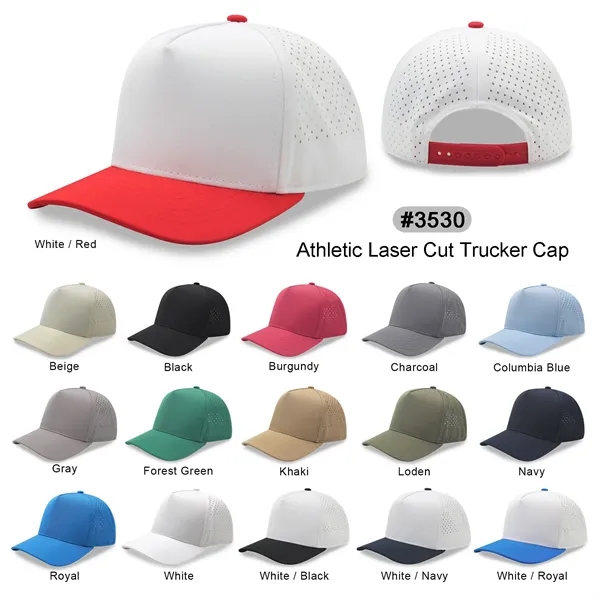 5 Panel Sport Trucker Cap w/Laser Cut Mesh Back - 5 Panel Sport Trucker Cap w/Laser Cut Mesh Back - Image 46 of 48