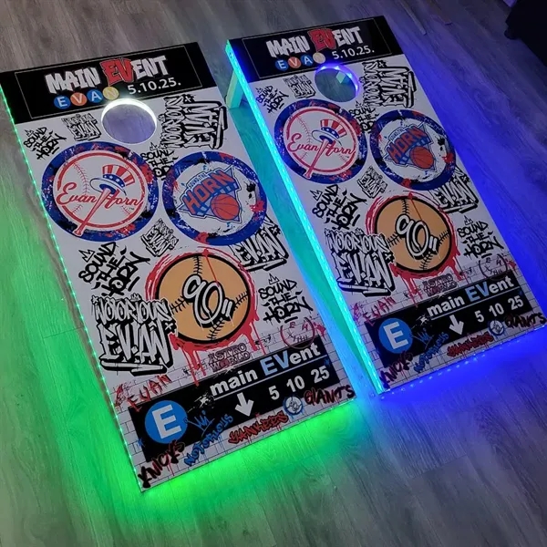Wood Cornhole Bag Toss Boards w/ LED Lights (48x24) - Custom - Wood Cornhole Bag Toss Boards w/ LED Lights (48x24) - Custom - Image 0 of 6