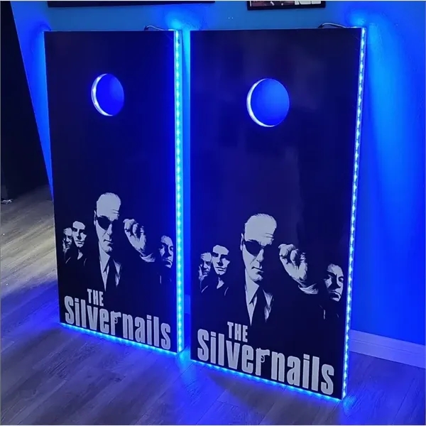 Wood Cornhole Bag Toss Boards w/ LED Lights (48x24) - Custom - Wood Cornhole Bag Toss Boards w/ LED Lights (48x24) - Custom - Image 1 of 6