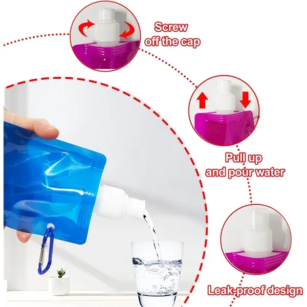 Reusable Drinking Water Bag with Carabiner Clip - Reusable Drinking Water Bag with Carabiner Clip - Image 2 of 5