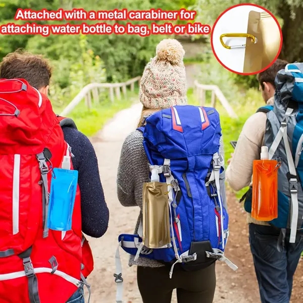 Reusable Drinking Water Bag with Carabiner Clip - Reusable Drinking Water Bag with Carabiner Clip - Image 3 of 5