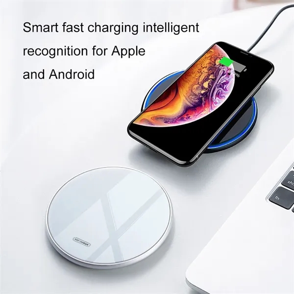 15W Fast Wireless Qi Universal Round Desktop Charging Pad - 15W Fast Wireless Qi Universal Round Desktop Charging Pad - Image 4 of 10