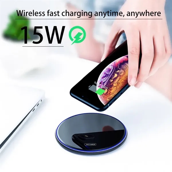15W Fast Wireless Qi Universal Round Desktop Charging Pad - 15W Fast Wireless Qi Universal Round Desktop Charging Pad - Image 3 of 10