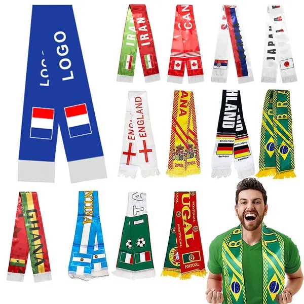 Polyester Soccer Scarf - World Cup Fan Wear Accessory - Polyester Soccer Scarf - World Cup Fan Wear Accessory - Image 0 of 6