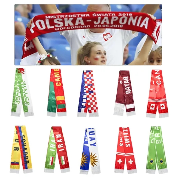 Polyester Soccer Scarf - World Cup Fan Wear Accessory - Polyester Soccer Scarf - World Cup Fan Wear Accessory - Image 3 of 6