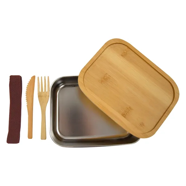 Sophisticate Stainless & Bamboo Bento Box - Sophisticate Stainless & Bamboo Bento Box - Image 2 of 2