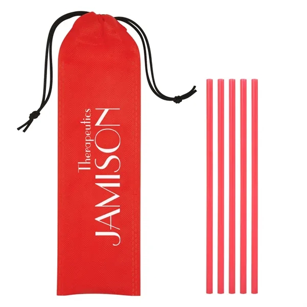 Custom 5-Pack On The Go Straws With Pouch