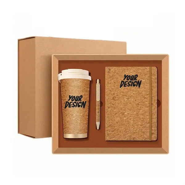 Sustainable Cork Notebook Pen & Tumbler Cork Gift Set - Sustainable Cork Notebook Pen & Tumbler Cork Gift Set - Image 0 of 4
