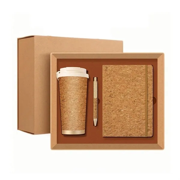 Sustainable Cork Notebook Pen & Tumbler Cork Gift Set - Sustainable Cork Notebook Pen & Tumbler Cork Gift Set - Image 1 of 4