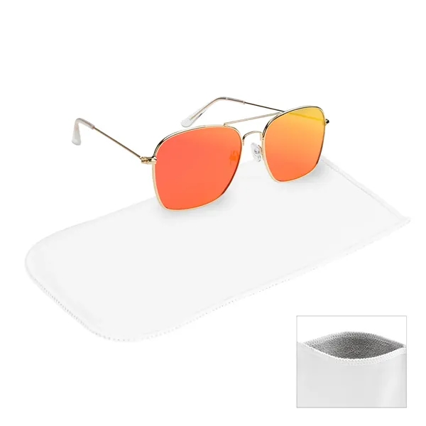 Aviator Sunglasses With rPET Microfiber Sunglass Pouch - Aviator Sunglasses With rPET Microfiber Sunglass Pouch - Image 2 of 2