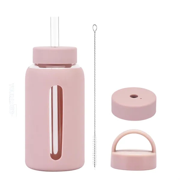Custom Silicone Sleeve Double Cover Glass Water Bottle