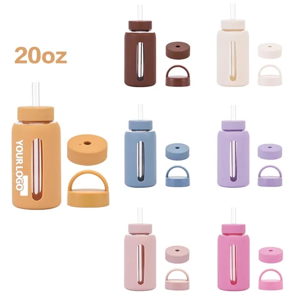 Silicone Sleeve Double Cover Glass Water Bottle