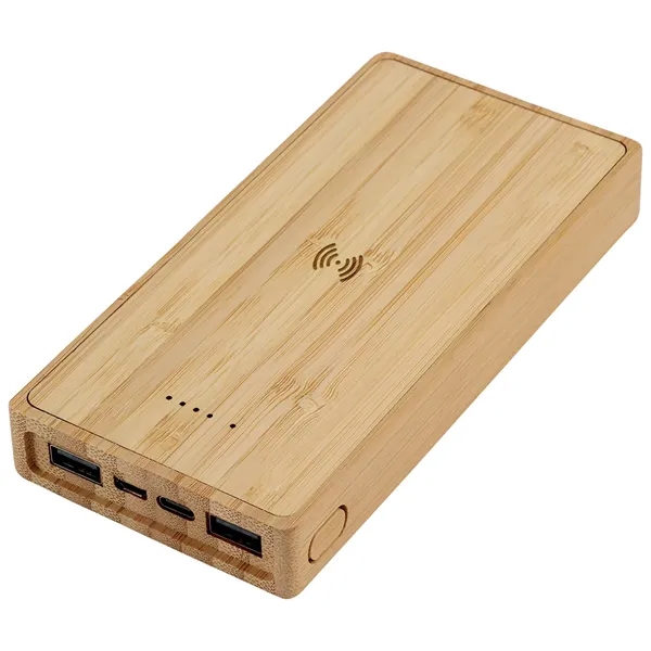 Bamboo 10,000mAh Solar/Wireless Powerbank - Bamboo 10,000mAh Solar/Wireless Powerbank - Image 2 of 16