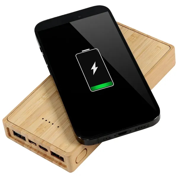 Bamboo 10,000mAh Solar/Wireless Powerbank - Bamboo 10,000mAh Solar/Wireless Powerbank - Image 5 of 16