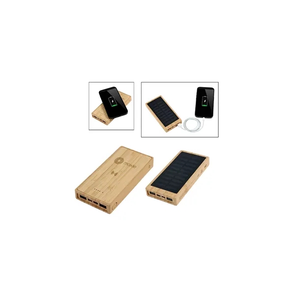 Bamboo 10,000mAh Solar/Wireless Powerbank - Bamboo 10,000mAh Solar/Wireless Powerbank - Image 8 of 16
