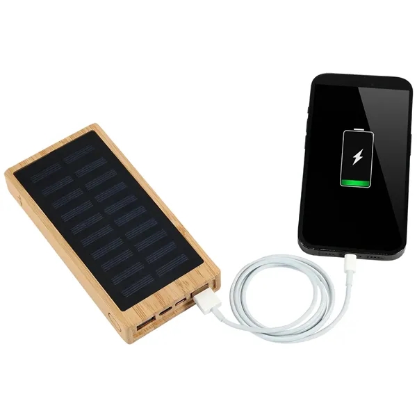 Bamboo 10,000mAh Solar/Wireless Powerbank - Bamboo 10,000mAh Solar/Wireless Powerbank - Image 10 of 16