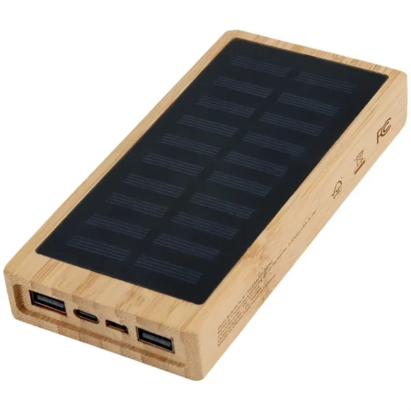 Bamboo 10,000mAh Solar/Wireless Powerbank - Bamboo 10,000mAh Solar/Wireless Powerbank - Image 13 of 16