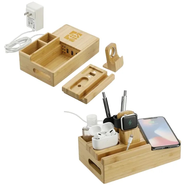 Bamboo Fast Wirelsss Charging Dock Station - Bamboo Fast Wirelsss Charging Dock Station - Image 5 of 13