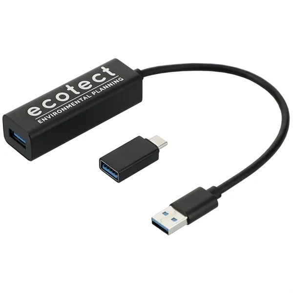 Aluminum 4-Port USB 3.0 Hub with Type C Adapter - Aluminum 4-Port USB 3.0 Hub with Type C Adapter - Image 3 of 3