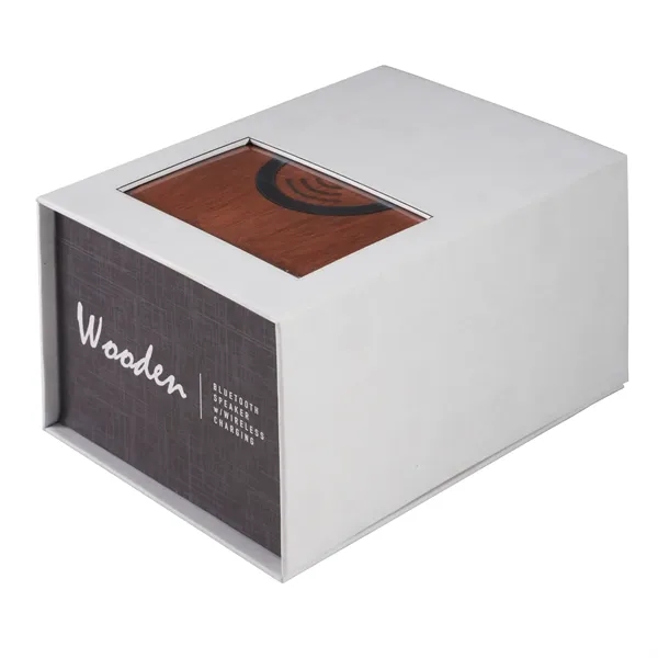 Wood Bluetooth Speaker with Wireless Charging Pad - Wood Bluetooth Speaker with Wireless Charging Pad - Image 10 of 13