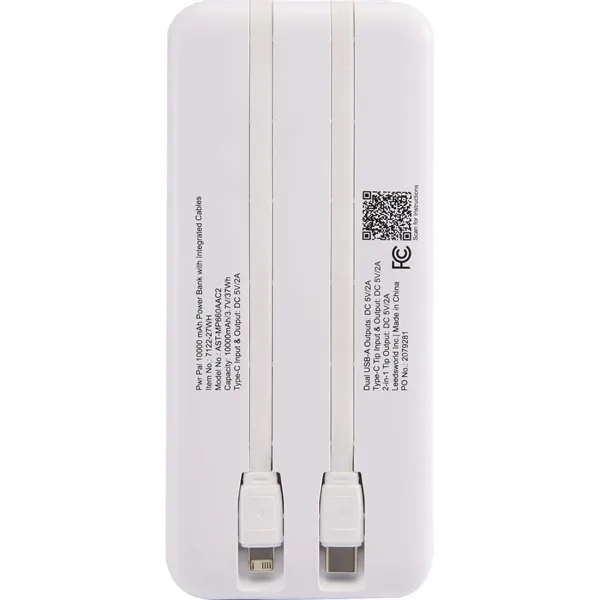 Pwr Pal 10000 mAh Power Bank with Integrated Cable - Pwr Pal 10000 mAh Power Bank with Integrated Cable - Image 2 of 7