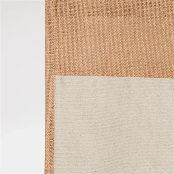 Jute Shopper Tote with Recycled Cotton Pocket - Jute Shopper Tote with Recycled Cotton Pocket - Image 7 of 9