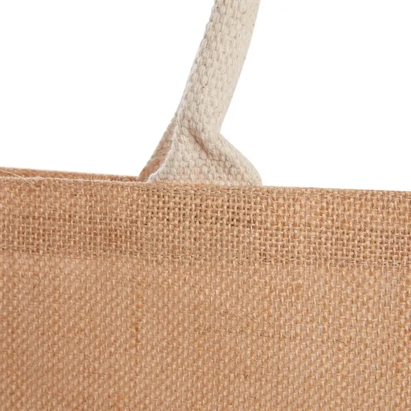 Jute Shopper Tote with Recycled Cotton Pocket - Jute Shopper Tote with Recycled Cotton Pocket - Image 8 of 9
