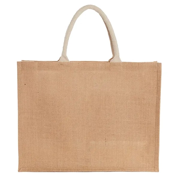 Jute Shopper Tote with Recycled Cotton Pocket - Jute Shopper Tote with Recycled Cotton Pocket - Image 9 of 9