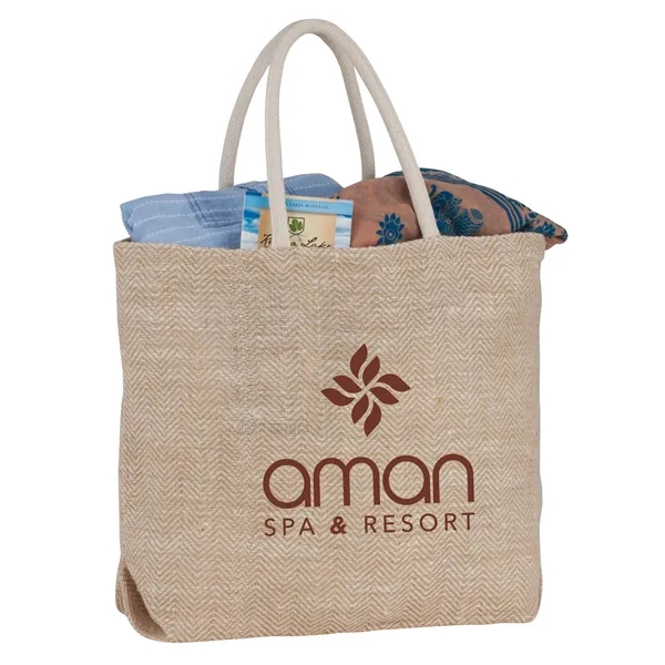 Herringbone Jute Tote - Herringbone Jute Tote - Image 1 of 5