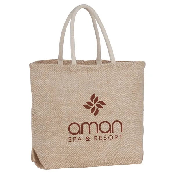 Herringbone Jute Tote - Herringbone Jute Tote - Image 2 of 5