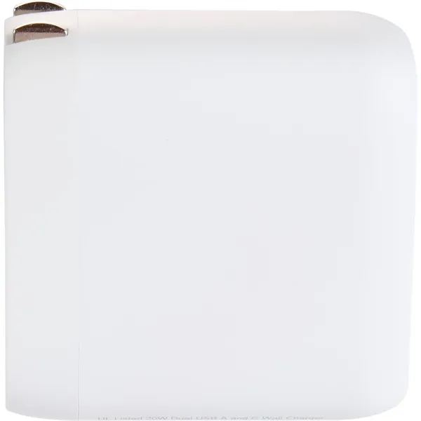 UL Listed 20W Dual USB A and C Wall Charger - UL Listed 20W Dual USB A and C Wall Charger - Image 3 of 7