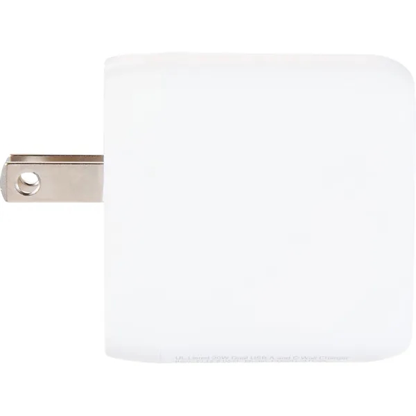 UL Listed 20W Dual USB A and C Wall Charger - UL Listed 20W Dual USB A and C Wall Charger - Image 2 of 7