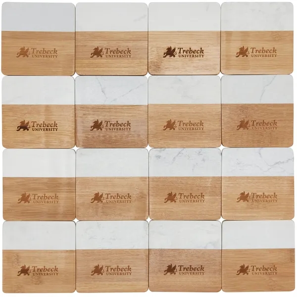 Marble and Bamboo Coaster Set - Marble and Bamboo Coaster Set - Image 3 of 9