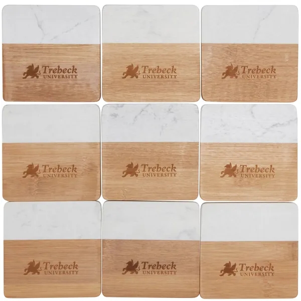 Marble and Bamboo Coaster Set - Marble and Bamboo Coaster Set - Image 4 of 9