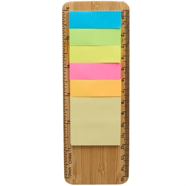 FSC® 100% Bamboo Ruler with Sticky Notes - FSC® 100% Bamboo Ruler with Sticky Notes - Image 1 of 2