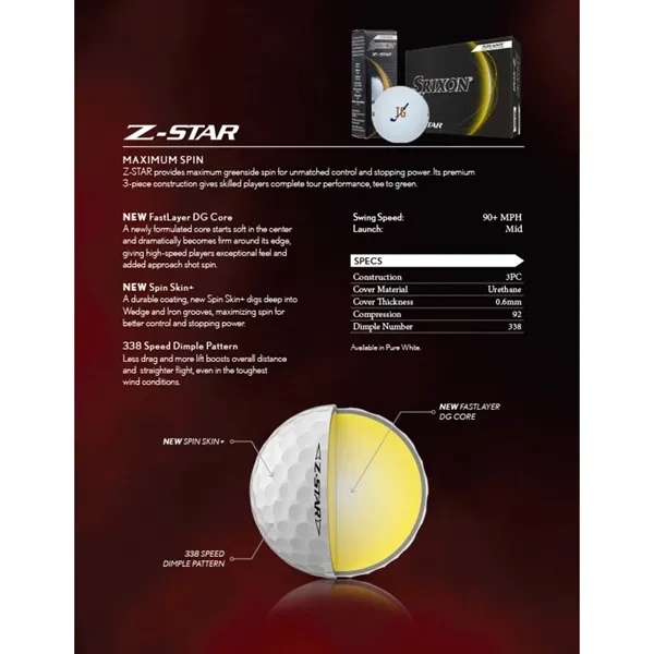 Srixon Z-STAR Golf Balls - 3 Pack - Srixon Z-STAR Golf Balls - 3 Pack - Image 3 of 6