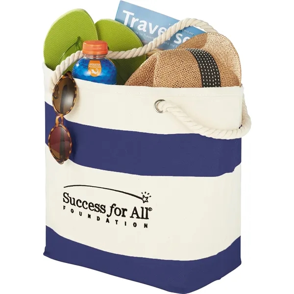 Capri Stripes 12oz Cotton Canvas Shopper Tote - Capri Stripes 12oz Cotton Canvas Shopper Tote - Image 2 of 2