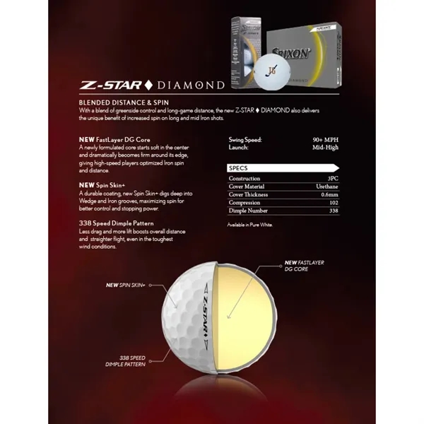 Srixon Z-STAR DIAMOND Golf Balls - 12 Pack - Srixon Z-STAR DIAMOND Golf Balls - 12 Pack - Image 2 of 6