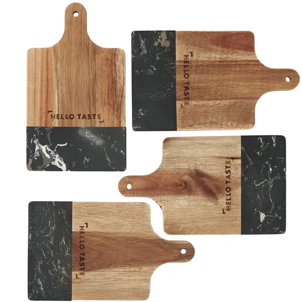 Custom Black Marble and Wood Cutting Board